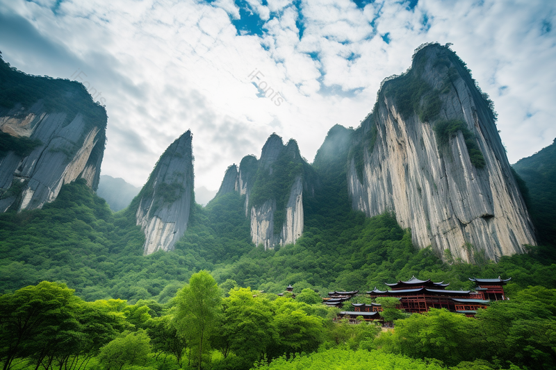 蓝天峭壁恩施大峡谷风光旅行摄影,高清,摄影图,摄影图片,图片大全,摄影图免费下载